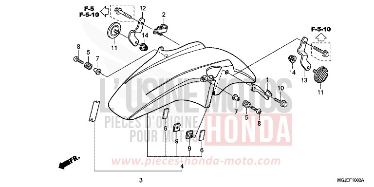AILE AVANT de CBF1000F ABS PEARL COOL WHITE (NHA16) 2012
